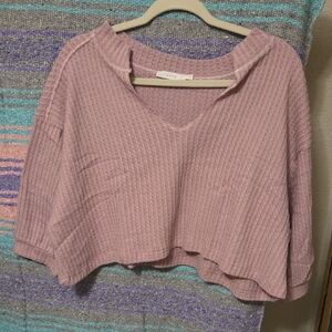 Lush Mauve Waffle Knit Sweater